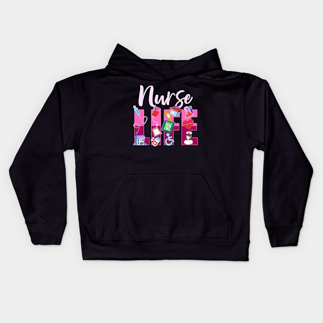 Womens Nurse Life  Gift Print Graduating School RN Nurse Print Kids Hoodie by Linco